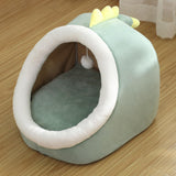 Maxbell Cute Cave Bed Dog Warm with Ball Toy No Deformation for Kitten Rabbit Puppy 35x35x31cm Green