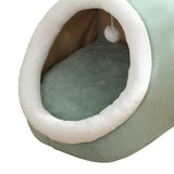 Maxbell Cute Cave Bed Dog Warm with Ball Toy No Deformation for Kitten Rabbit Puppy 35x35x31cm Green