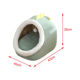 Maxbell Cute Cave Bed Dog Warm with Ball Toy No Deformation for Kitten Rabbit Puppy 43x40x35cm Green