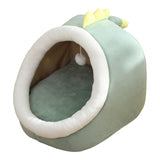 Maxbell Cute Cave Bed Dog Warm with Ball Toy No Deformation for Kitten Rabbit Puppy 43x40x35cm Green