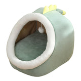 Maxbell Cute Cave Bed Dog Warm with Ball Toy No Deformation for Kitten Rabbit Puppy 43x40x35cm Green