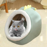 Maxbell Cute Cave Bed Dog Warm with Ball Toy No Deformation for Kitten Rabbit Puppy 43x40x35cm Green