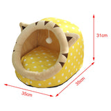 Maxbell Cute Cave Bed Dog Warm with Ball Toy No Deformation for Kitten Rabbit Puppy 35x35x31cm Yellow