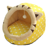 Maxbell Cute Cave Bed Dog Warm with Ball Toy No Deformation for Kitten Rabbit Puppy 35x35x31cm Yellow