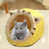 Maxbell Cute Cave Bed Dog Warm with Ball Toy No Deformation for Kitten Rabbit Puppy 35x35x31cm Yellow