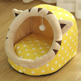Maxbell Cute Cave Bed Dog Warm with Ball Toy No Deformation for Kitten Rabbit Puppy 35x35x31cm Yellow