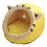 Maxbell Cute Cave Bed Dog Warm with Ball Toy No Deformation for Kitten Rabbit Puppy 43x40x35cm Yellow