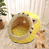 Maxbell Cute Cave Bed Dog Warm with Ball Toy No Deformation for Kitten Rabbit Puppy 43x40x35cm Yellow