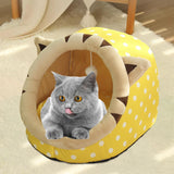Maxbell Cute Cave Bed Dog Warm with Ball Toy No Deformation for Kitten Rabbit Puppy 43x40x35cm Yellow