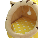 Maxbell Cute Cave Bed Dog Warm with Ball Toy No Deformation for Kitten Rabbit Puppy 43x40x35cm Yellow