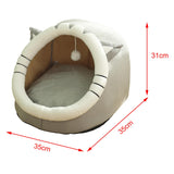Maxbell Cute Cave Bed Dog Warm with Ball Toy No Deformation for Kitten Rabbit Puppy 35x35x31cm Gray