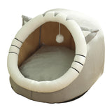 Maxbell Cute Cave Bed Dog Warm with Ball Toy No Deformation for Kitten Rabbit Puppy 43x40x35cm Gray