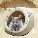 Maxbell Cute Cave Bed Dog Warm with Ball Toy No Deformation for Kitten Rabbit Puppy 43x40x35cm Gray