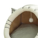 Maxbell Cute Cave Bed Dog Warm with Ball Toy No Deformation for Kitten Rabbit Puppy 43x40x35cm Gray