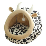 Maxbell Cute Cave Bed Dog Warm with Ball Toy No Deformation for Kitten Rabbit Puppy 43x40x35cm Multi