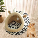 Maxbell Cute Cave Bed Dog Warm with Ball Toy No Deformation for Kitten Rabbit Puppy 43x40x35cm Multi