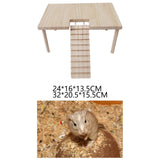 Maxbell Small Animals Wooden Platform with Pillars with Ladder for Hamster Supplies 24cmx16cmx13.5cm