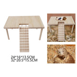 Maxbell Small Animals Wooden Platform with Pillars with Ladder for Hamster Supplies 24cmx16cmx13.5cm