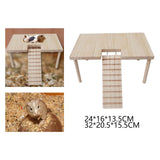 Maxbell Small Animals Wooden Platform with Pillars with Ladder for Hamster Supplies 24cmx16cmx13.5cm