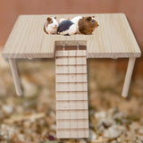Maxbell Small Animals Wooden Platform with Pillars with Ladder for Hamster Supplies 24cmx16cmx13.5cm
