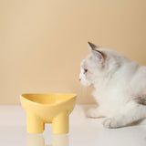Maxbell Cat Food Bowl Pet Feeding Dish Feeder Nonslip Food Container Pet Spine yellow