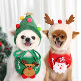 Maxbell Cute Christmas Dog Hat Warm Winter Soft Headdress for Dogs Party Festival Green S