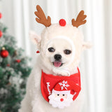 Maxbell Cute Christmas Dog Hat Warm Winter Soft Headdress for Dogs Party Festival White S