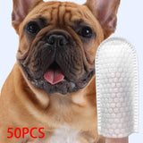 Maxbell 50Pcs Dog Teeth Finger Wipe Cat Wipe Pads Wet Wipe Grooming Clean