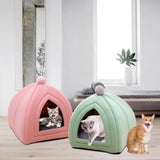 Maxbell Cat Bed Puppy Kennel Sofa Semi Closed Winter for Cats Dogs Supplies pink