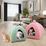 Maxbell Cat Bed Puppy Kennel Sofa Semi Closed Winter for Cats Dogs Supplies pink