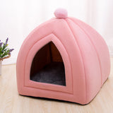 Maxbell Cat Bed Puppy Kennel Sofa Semi Closed Winter for Cats Dogs Supplies pink