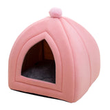 Maxbell Cat Bed Puppy Kennel Sofa Semi Closed Winter for Cats Dogs Supplies pink