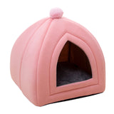 Maxbell Cat Bed Puppy Kennel Sofa Semi Closed Winter for Cats Dogs Supplies pink