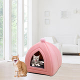 Maxbell Cat Bed Puppy Kennel Sofa Semi Closed Winter for Cats Dogs Supplies pink