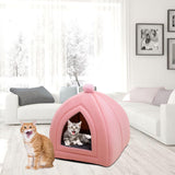 Maxbell Cat Bed Puppy Kennel Sofa Semi Closed Winter for Cats Dogs Supplies pink