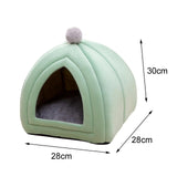 Maxbell Cat Bed Puppy Kennel Sofa Semi Closed Winter for Cats Dogs Supplies green