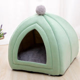 Maxbell Cat Bed Puppy Kennel Sofa Semi Closed Winter for Cats Dogs Supplies green