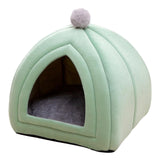 Maxbell Cat Bed Puppy Kennel Sofa Semi Closed Winter for Cats Dogs Supplies green