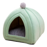 Maxbell Cat Bed Puppy Kennel Sofa Semi Closed Winter for Cats Dogs Supplies green