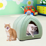 Maxbell Cat Bed Puppy Kennel Sofa Semi Closed Winter for Cats Dogs Supplies green