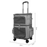 Maxbell Portable Pet Trolley Bag Pockets Double Layer Breathable for Travel