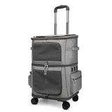 Maxbell Portable Pet Trolley Bag Pockets Double Layer Breathable for Travel