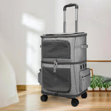 Maxbell Portable Pet Trolley Bag Pockets Double Layer Breathable for Travel