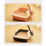 Maxbell Cat Litter Box Semi Enclosed with High Side Easy to Clean Anti Splashing Pink