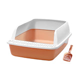 Maxbell Cat Litter Box Semi Enclosed with High Side Easy to Clean Anti Splashing Pink