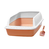 Maxbell Cat Litter Box Semi Enclosed with High Side Easy to Clean Anti Splashing Pink