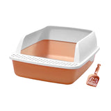 Maxbell Cat Litter Box Semi Enclosed with High Side Easy to Clean Anti Splashing Pink