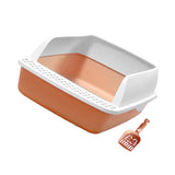 Maxbell Cat Litter Box Semi Enclosed with High Side Easy to Clean Anti Splashing Pink