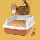 Maxbell Cat Litter Box Semi Enclosed with High Side Easy to Clean Anti Splashing Pink