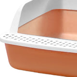 Maxbell Cat Litter Box Semi Enclosed with High Side Easy to Clean Anti Splashing Pink